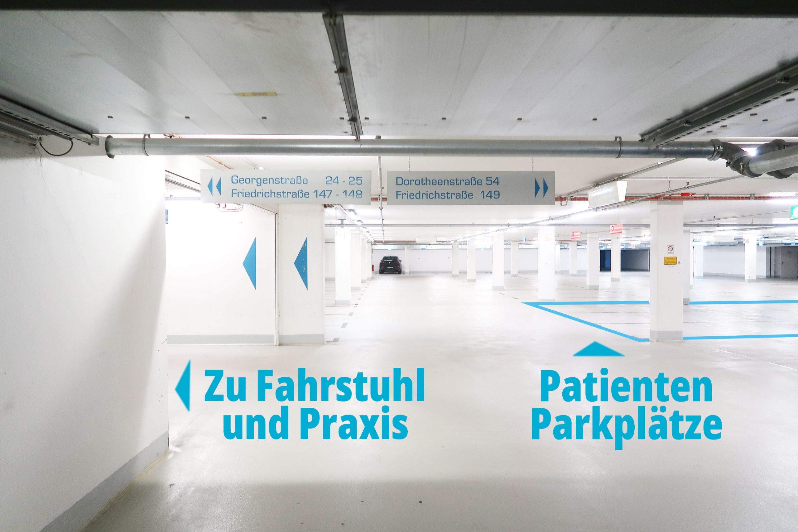 Aplus Patienten parken komfortabel auf den Besucherparkplätzen im 2.UG unseres Hauses (Einfahrt hinter der Dorotheenstraße 5)